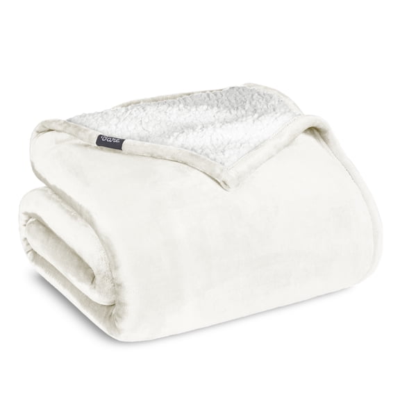 Bare Home Plush Sherpa Bed Blanket - Fluffy & Soft - Reversible - Lightweight - Twin/Twin XL, Cream