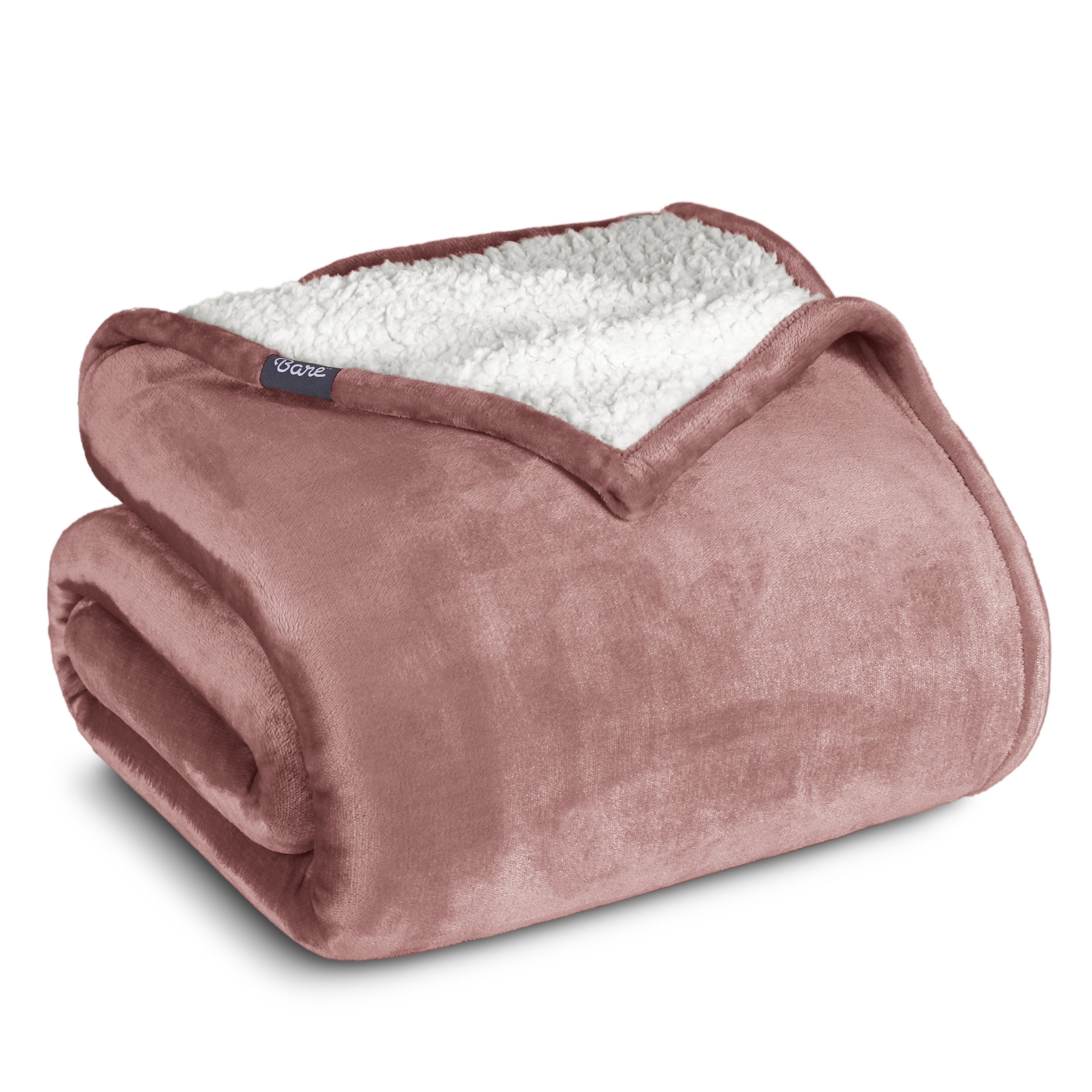 Twin Dusty Rose Reversible Sherpa Fleece Blanket