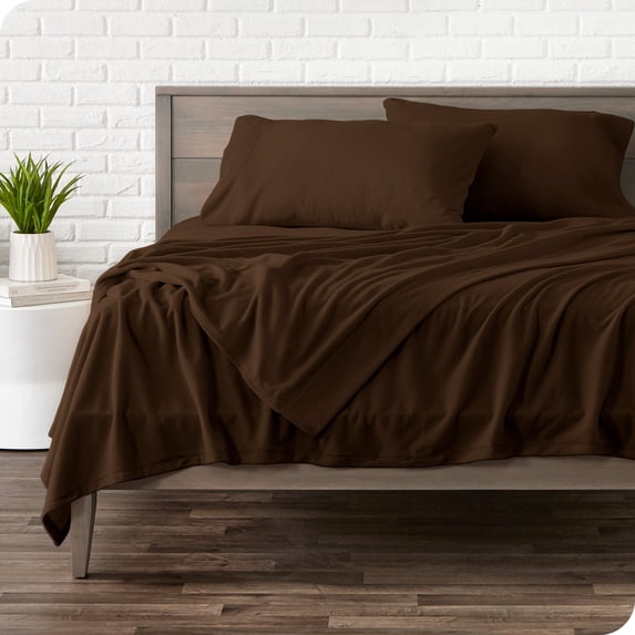 Bare Home Polar Fleece Deep Pocket Sheet Set Cocoa Twin XL