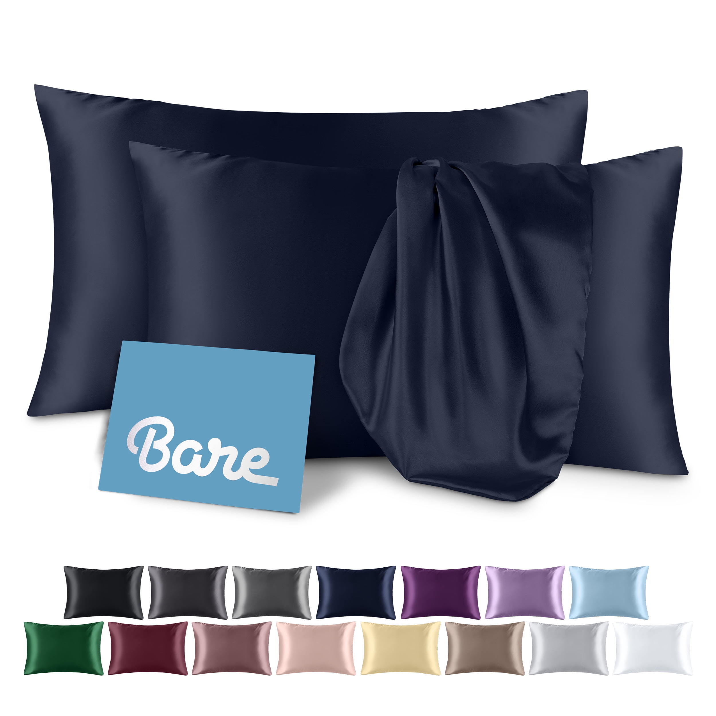 Midnight Blue Satin Standard/Queen Pillowcase Set
