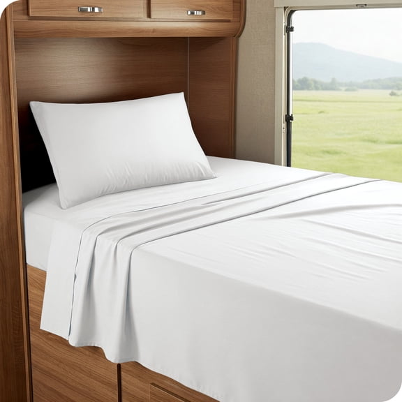 Bare Home Premium 1800 Collection 3-Piece Bed Sheet Set, RV Bunk 30x75, White