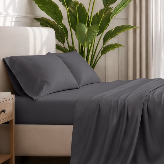 Bare Home Premium 1800 Collection 3-Piece Bed Sheet Set, Twin, Forged Iron Gray