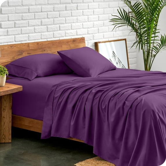 Bare Home Premium 1800 Collection 3-Piece Bed Sheet Set, Twin, Plum