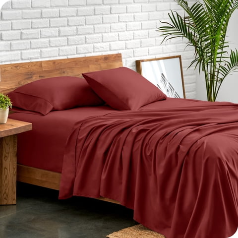 Bare Home Premium 1800 Collection 3-Piece Bed Sheet Set, Twin, Rosewood