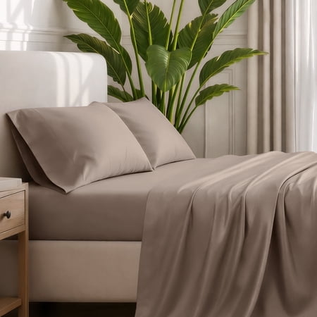 Bare Home Premium 1800 Collection 3-Piece Bed Sheet Set, Twin, Taupe