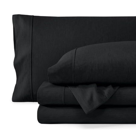 Bare Home Premium 1800 Collection 3-Piece Bed Sheet Set, Twin-XL, Heathered Black
