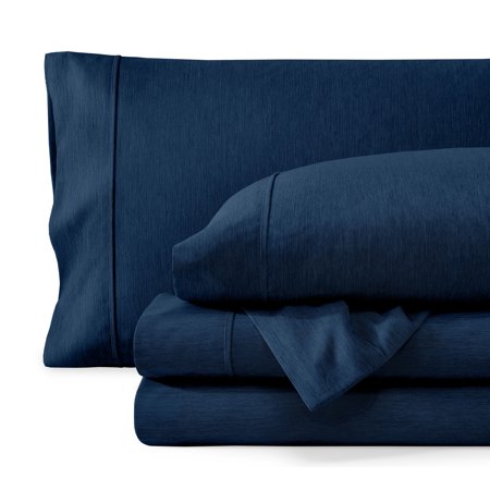 Bare Home Premium 1800 Collection 3-Piece Bed Sheet Set, Twin-XL, Heathered Dark Blue