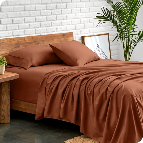 Bare Home Premium 1800 Collection 3-Piece Bed Sheet Set, Twin-XL, Terracotta