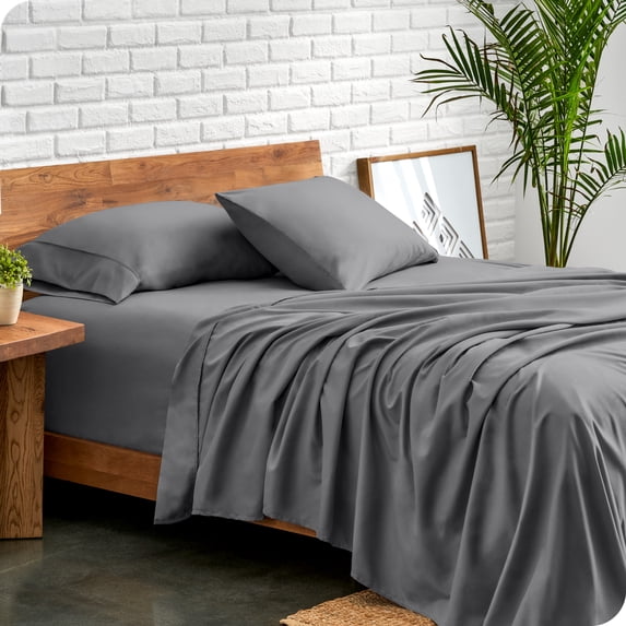 Bare Home Premium 1800 Collection 4-Piece Bed Sheet Set, California King, Gray
