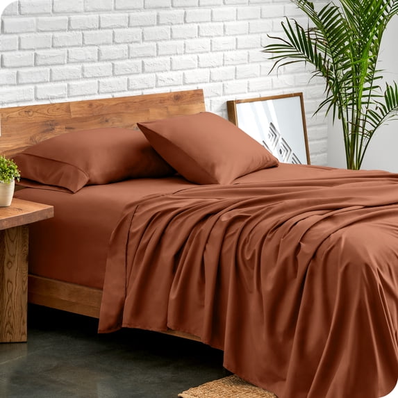 Bare Home Premium 1800 Collection 4-Piece Bed Sheet Set, California King, Terracotta