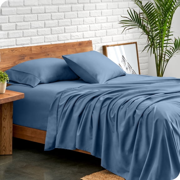 Bare Home Premium 1800 Collection 4-Piece Bed Sheet Set, Full, Coronet Blue