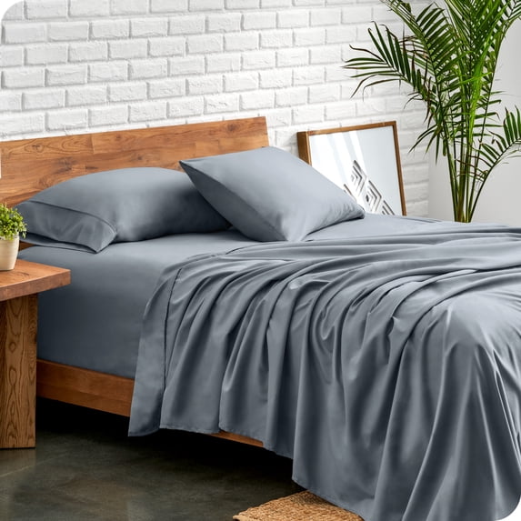 Bare Home Premium 1800 Collection 4-Piece Bed Sheet Set, Full, Steel Blue