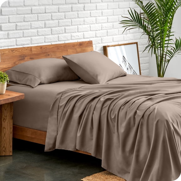 Bare Home Premium 1800 Collection 4-Piece Bed Sheet Set, Full, Taupe