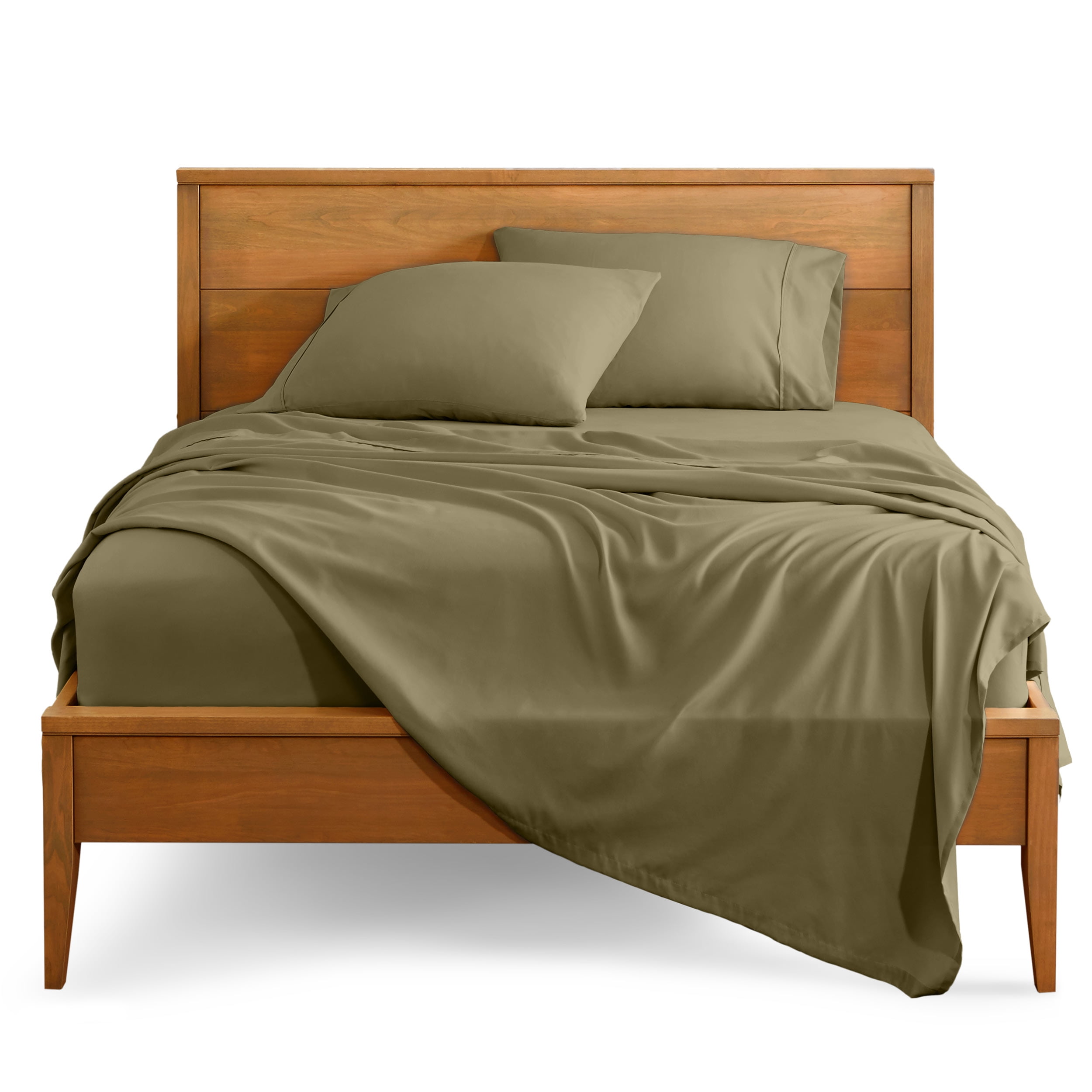 Olive Full-XL Microfiber Deep Pocket 4-Piece Sheet Set