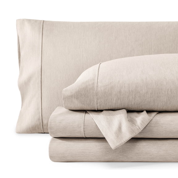 Bare Home Premium 1800 Collection 4-Piece Bed Sheet Set, King, Heathered Pebble