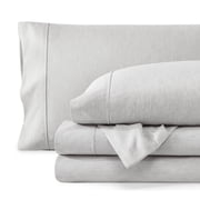 Bare Home Premium 1800 Collection 4-Piece Bed Sheet Set, King, Heathered Pewter