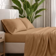 Bare Home Premium 1800 Collection 4-Piece Bed Sheet Set, Queen, Caramel