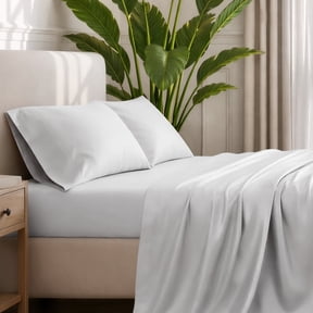 Bare Home Premium 1800 Collection 4-Piece Bed Sheet Set, Queen, Cloud Gray