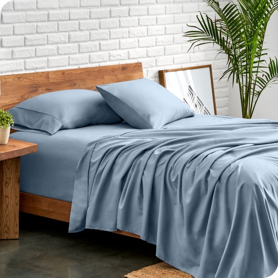 Bare Home Premium 1800 Collection 4-Piece Bed Sheet Set, Queen, Dusty Blue