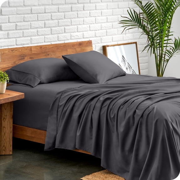Bare Home Premium 1800 Collection 4-Piece Bed Sheet Set, Queen, Forged Iron Gray