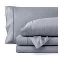 thumbnail image 1 of Bare Home Premium 1800 Collection 4-Piece Bed Sheet Set, Queen, Heathered Midnight Blue, 1 of 9