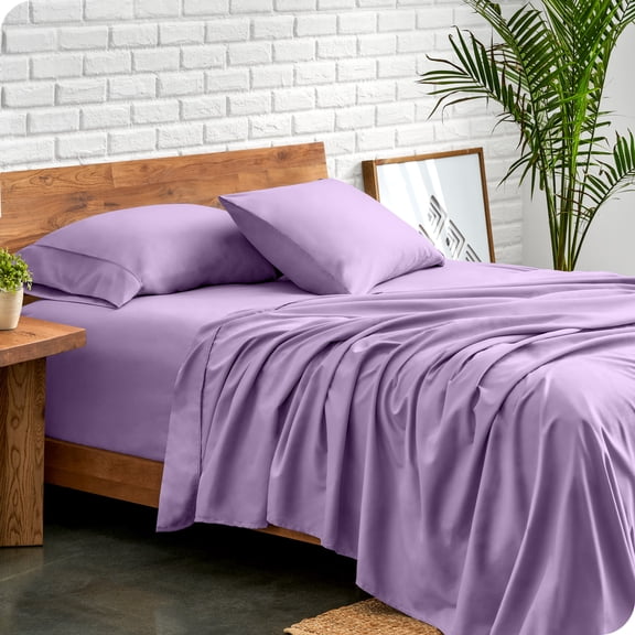 Bare Home Premium 1800 Collection 4-Piece Bed Sheet Set, Queen, Lavender