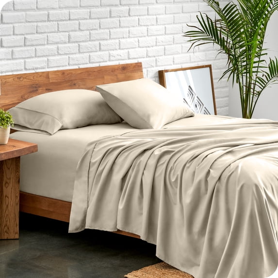 Bare Home Premium 1800 Collection 4-Piece Bed Sheet Set, Queen, Sand