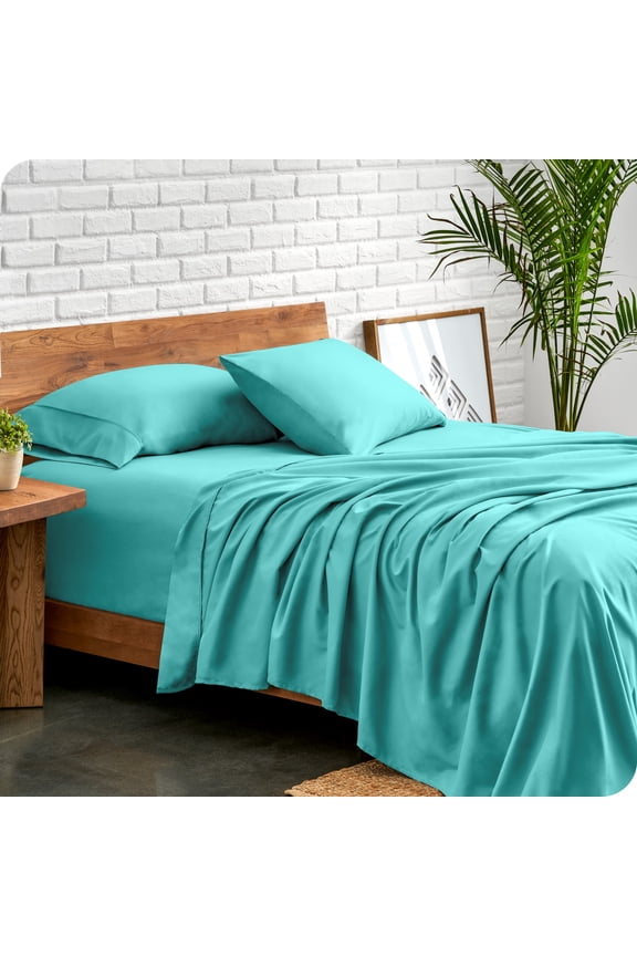 Premium 1800 Collection 4-Piece Bed Sheet Set, Queen, Turquoise