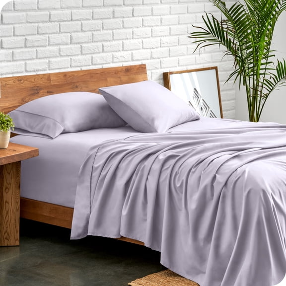 Bare Home Premium 1800 Collection 4-Piece Bed Sheet Set, Split Head Flex King, Light Lavender