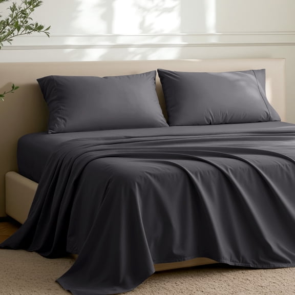Bare Home Premium 1800 Collection 4-Piece Bed Sheet Set with Envelope Pillowcases,  Full, Forged Iron Gray