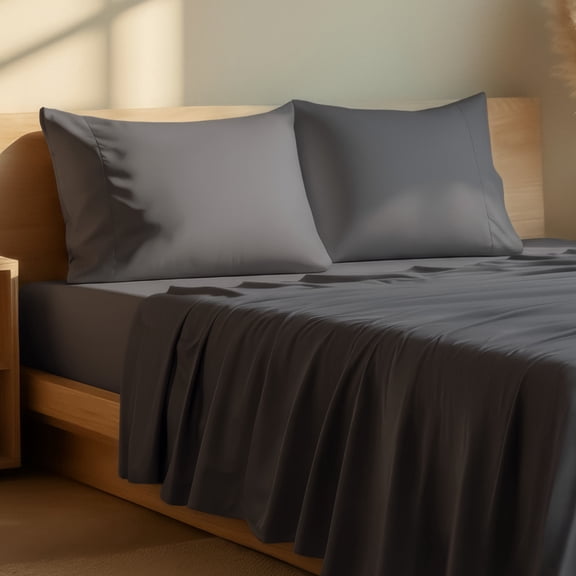 Bare Home Premium 1800 Collection 4-Piece Bed Sheet Set with Envelope Pillowcases, Full XL, Forged Iron Gray