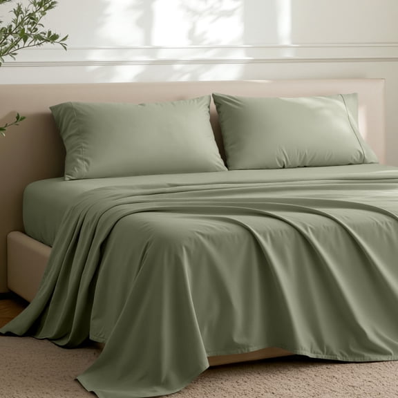 Bare Home Premium 1800 Collection 4-Piece Bed Sheet Set with Envelope Pillowcases, Full XL, Sage
