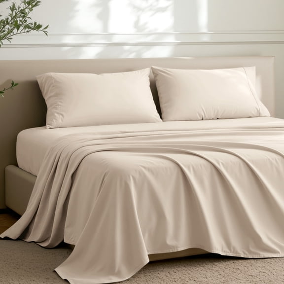 Bare Home Premium 1800 Collection 4-Piece Bed Sheet Set with Envelope Pillowcases, Full XL, Sand
