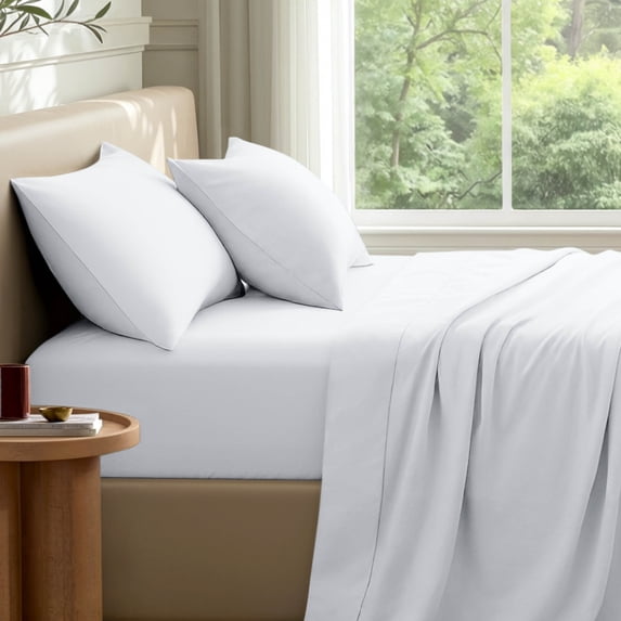 Bare Home Premium 1800 Collection 4-Piece Bed Sheet Set with Envelope Pillowcases, Full XL, White