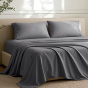 Bare Home Premium 1800 Collection 4-Piece Bed Sheet Set with Envelope Pillowcases, Queen, Gray