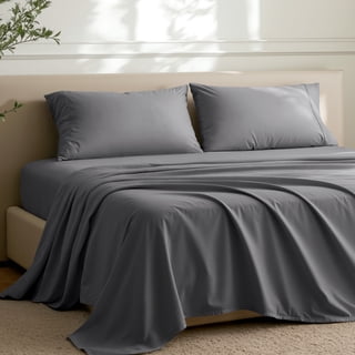 Bare Home Premium 1800 Collection 4-Piece Bed Sheet Set with Envelope Pillowcases, Queen, Gray