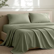 Bare Home Premium 1800 Collection 4-Piece Bed Sheet Set with Envelope Pillowcases, Queen, Sage