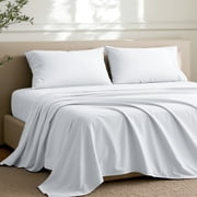 Bare Home Premium 1800 Collection 4-Piece Bed Sheet Set with Envelope Pillowcases, Queen, White