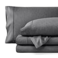 thumbnail image 1 of Bare Home Premium 1800 Collection 5-Piece Bed Sheet Set, Split California King, Heathered Gray, 1 of 10