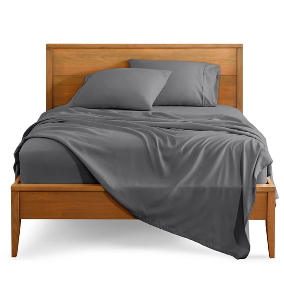 Bare Home Premium 1800 Collection 5-Piece Bed Sheet Set, Split King, Gray