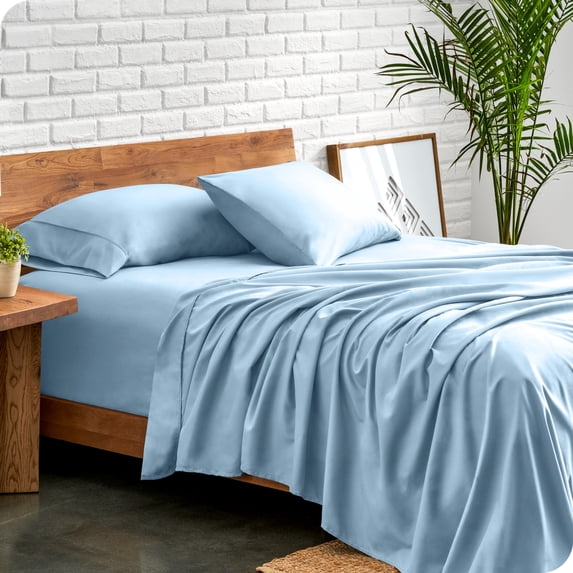 Bare Home Premium 1800 Collection 5-Piece Bed Sheet Set, Split King, Light Blue