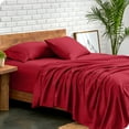 thumbnail image 1 of Bare Home Premium 1800 Collection 5-Piece Bed Sheet Set, Split King, Red, 1 of 11