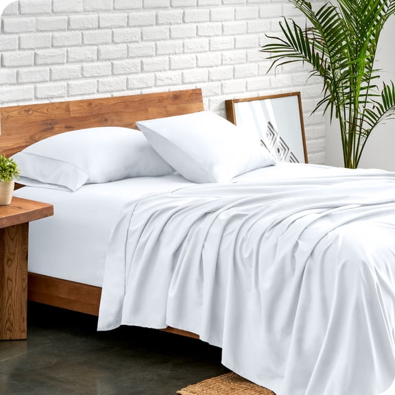 Bare Home Premium 1800 Collection 5-Piece Bed Sheet Set, Split Queen, White