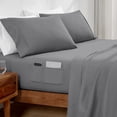 thumbnail image 1 of Bare Home Premium 1800 Collection Dual Pocket 4-Piece Bed Sheet Set, Full, Gray, 1 of 10