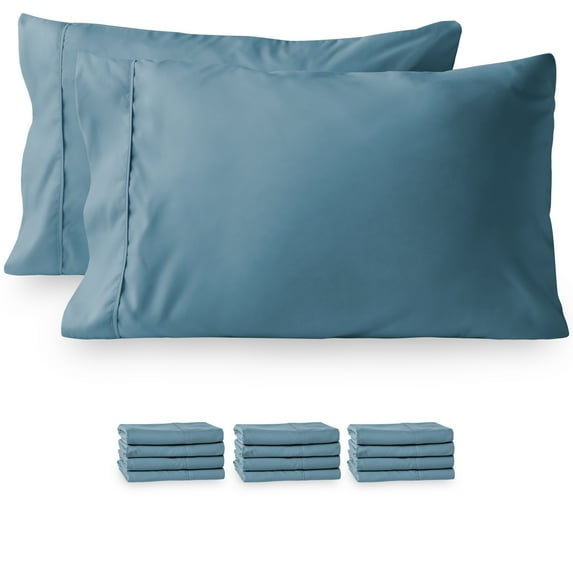 Bare Home Premium 1800 Ultra-Soft Double Brushed Microfiber Bulk Pack, Standard, 12 Pack, Coronet Blue