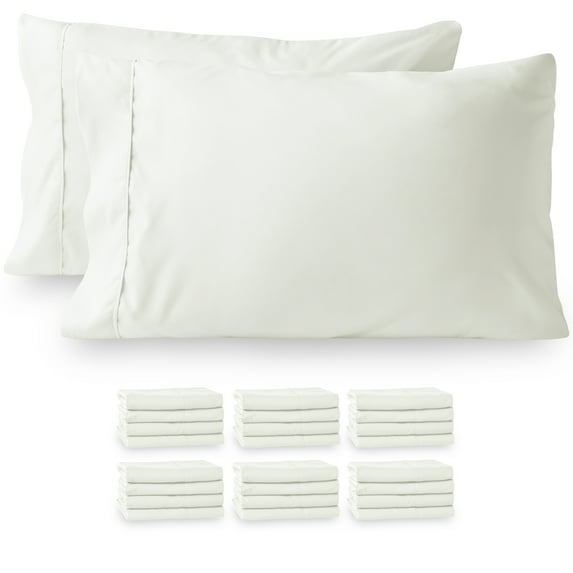 Bare Home Premium 1800 Ultra-Soft Double Brushed Microfiber Bulk Pack, Standard, 24 Pack, Ivory