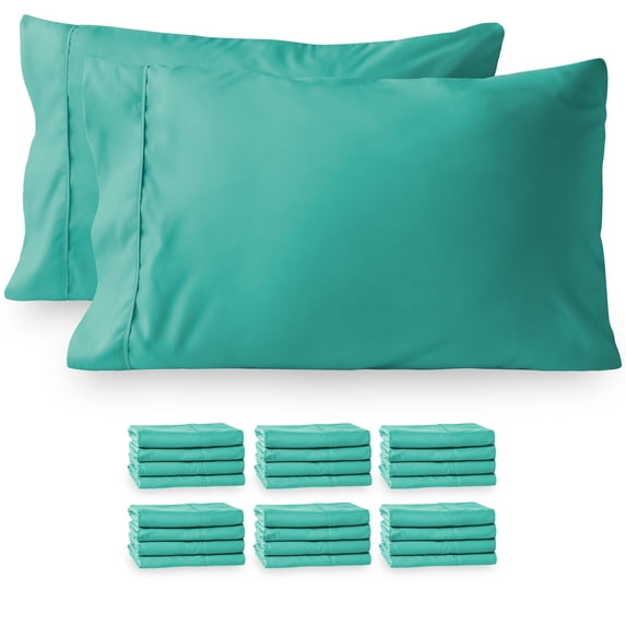 Bare Home Premium 1800 Ultra-Soft Double Brushed Microfiber Bulk Pack, Standard, 24 Pack, Turquoise