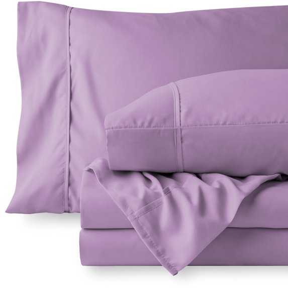 Bare Home Premium 1800 Ultra-Soft Microfiber Collection Sheet Set - Double Brushed - Hypoallergenic - Wrinkle Resistant - Deep Pocket, California King, Lavender