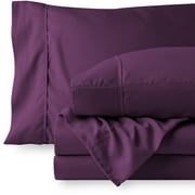 Bare Home Premium 1800 Ultra-Soft Microfiber Collection Sheet Set - Double Brushed - Hypoallergenic - Wrinkle Resistant - Deep Pocket, Queen, Plum