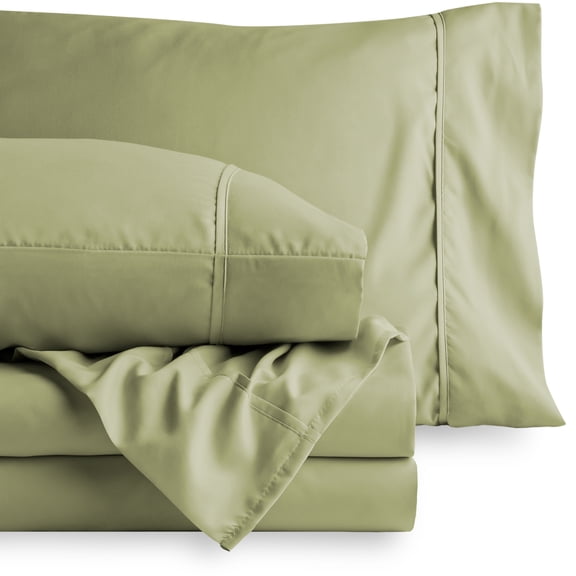 Bare Home Premium 1800 Ultra-Soft Microfiber Collection Sheet Set - Double Brushed - Hypoallergenic - Wrinkle Resistant - Deep Pocket, Twin, Sage